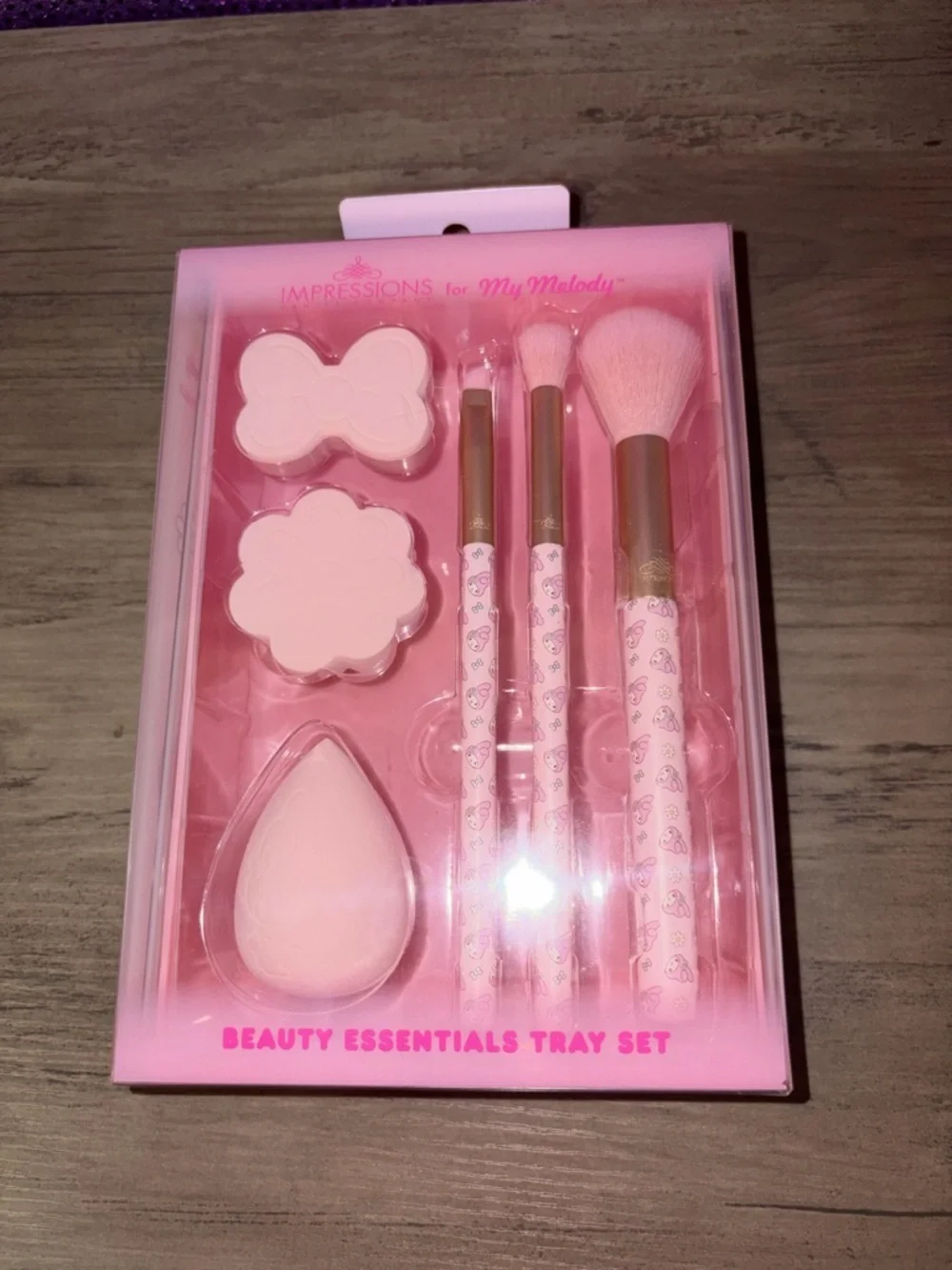 My Melody Sanrio Pink Makeup Brush Set w/ Sponge & Tray Kawaii Beauty Kit NWT